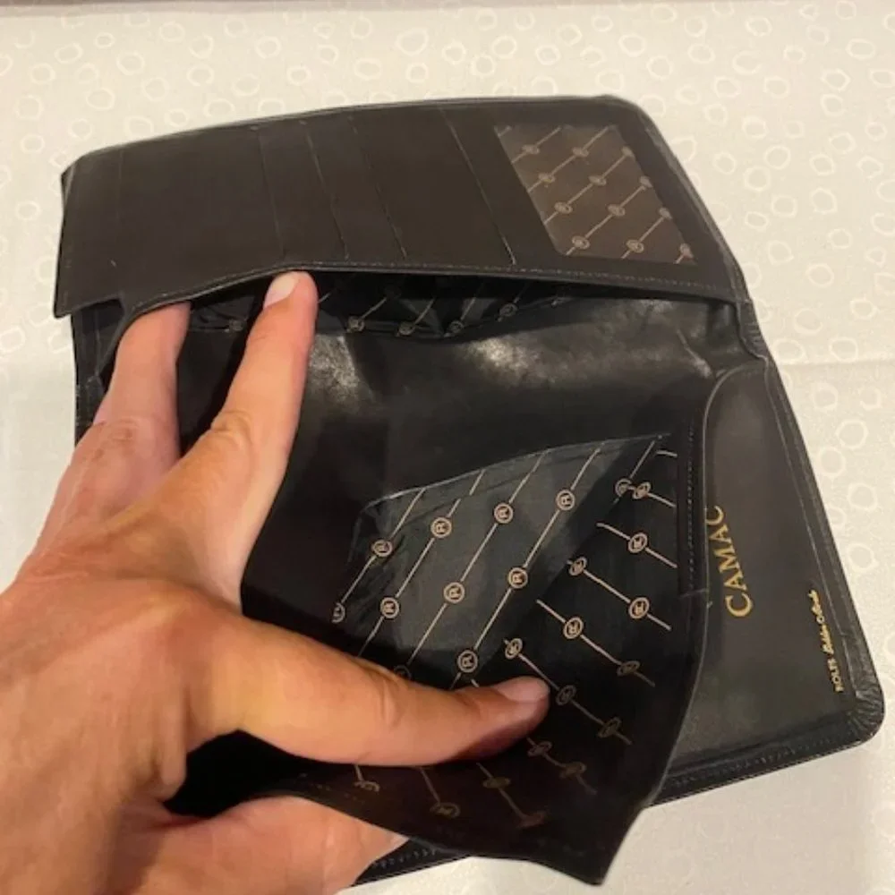 VTG ROLFS GOLDEN CIRCLE Black Leather Travel WALLET